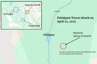 "Security forces investigating the site of the Pahalgam terror attack, where 26 civilians lost their lives, including two foreigners."